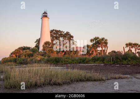 Leuchtturm am St. Marks National Wildlife Refuge, Florida. Stockfoto