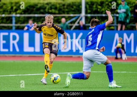 Kopenhagen, Dänemark. 31. Juli 2021. Casper Tengstedt (17) von AC Horsens beim NordicBet Liga-Spiel zwischen Fremad Amager und AC Horsens im Sundby Idraetspark in Kopenhagen. (Foto: Gonzales Photo - Robert Hendel). Stockfoto