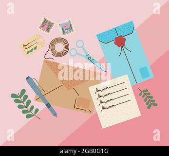 Neun Symbole für Postdienste Stock Vektor