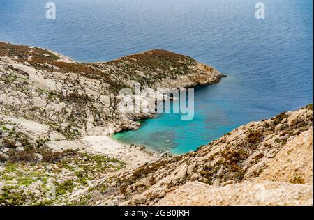 Die Cala Santa Maria auf der Insel Montecristo, im Tyrrhenischen Meer und Teil des toskanischen Archipels. Es ist ein staatliches Naturschutzgebiet. Stockfoto