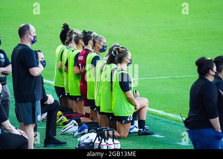 Orlando, Florida, USA, 21. April 2021, Washington Spirit Gesicht der Orlando Pride im Exploria Stadium (Bildnachweis: Marty Jean-Louis) Stockfoto