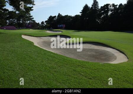 Gesamtansicht, AUGAST 1, 2021 - Golf : Männer spielen die individuelle Runde 4 während der Olympischen Spiele 2020 in Tokio im Kasumigaseki Country Club in Saitama, Japan. Kredit: Koji Aoki/AFLO SPORT/Alamy Live Nachrichten Stockfoto