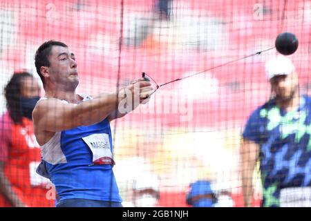 Tokio, Japan. Kredit: MATSUO. August 2021. MARGhiEV Sergehei (MDA) Leichtathletik : Hammerwurf-Qualifikation der Männer während der Olympischen Spiele 2020 in Tokio im Nationalstadion in Tokio, Japan. Kredit: MATSUO .K/AFLO SPORT/Alamy Live Nachrichten Stockfoto