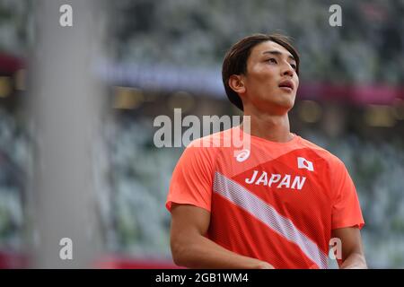 Tokio, Japan. Kredit: MATSUO. August 2021. HASHIOKA Yuki (JPN) Leichtathletik : Männer-Weitsprung während der Olympischen Spiele 2020 in Tokio im Nationalstadion in Tokio, Japan. Kredit: MATSUO .K/AFLO SPORT/Alamy Live Nachrichten Stockfoto