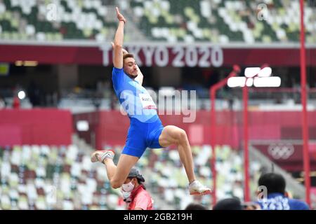 Tokio, Japan. Kredit: MATSUO. August 2021. RANDAZZO Filippo (ITA) Leichtathletik : Long Jump Finale der Männer während der Olympischen Spiele 2020 in Tokio im Nationalstadion in Tokio, Japan. Kredit: MATSUO .K/AFLO SPORT/Alamy Live Nachrichten Stockfoto