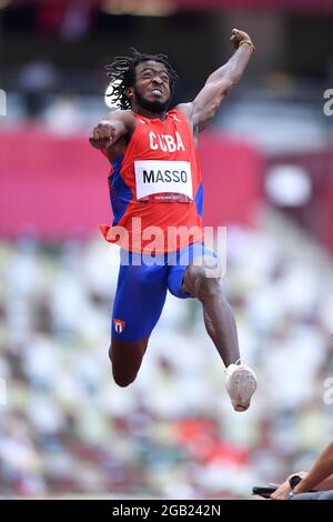 Tokio, Japan. Kredit: MATSUO. August 2021. MASSO Maykel (CUB) Leichtathletik : Long Jump Finale der Männer während der Olympischen Spiele 2020 in Tokio im Nationalstadion in Tokio, Japan. Kredit: MATSUO .K/AFLO SPORT/Alamy Live Nachrichten Stockfoto