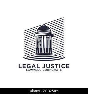 Legal Justice Kanzlei Logo Icon Design Idee, griechischer Tempel mit Linienform Vektor Illustrationen Stock Vektor