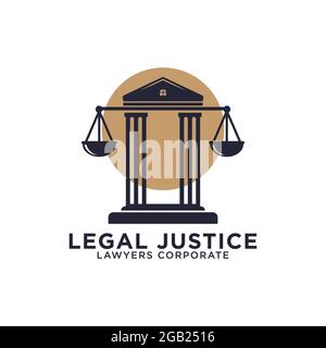 Legal Justice Corporation Logo Icon Design Inspirationen, griechischer Tempel mit Skalen Vektor Illustrationen Stock Vektor