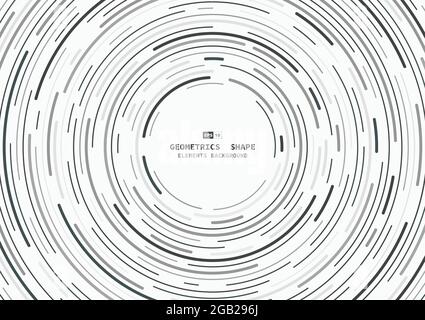 Vorlage mit abstrakten schwarz-weißen Linien-Kreismustern. Mittellinien-Strudel der Hintergrundabdeckung des Kopierraums. Stock Vektor