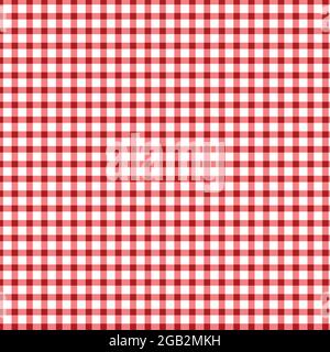 Hintergrund Mit Rotem Gingham-Muster. Textur aus Plaid, Tischdecken, Kleidung und anderen textilen Produkten, Vektorgrafik Stock Vektor