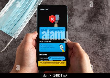 Tous anticovid france App für Handy-Gesundheitspass Stockfoto