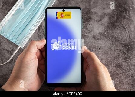 Mobile Anwendung Radar anticovid spanien Stockfoto