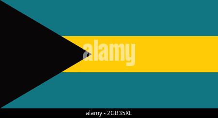 Nationalflagge des Landes Commonwealth der Bahamas. Stock Vektor