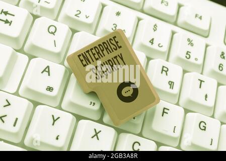 Inspiration zeigt Zeichen Enterprise Security. Geschäftsansatz Verringerung des Risikos eines unbefugten Zugriffs auf Daten Bearbeitung von Website-Programmcodes Stockfoto