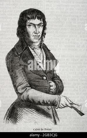 Lorenzo Calvo de Rozas (1773-1850). Spanischer liberaler Politiker und Schriftsteller. Hochformat. Gravur. Historia General de España von Pater Mariana. Madrid, 1853. Stockfoto