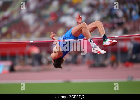 Tokio, Japan. August 2021. TAMBERI Gianmarco (ITA) Leichtathletik : Hochsprung-Finale der Männer während der Olympischen Spiele 2020 in Tokio im Olympiastadion in Tokio, Japan . Quelle: Yohei Osada/AFLO SPORT/Alamy Live News Stockfoto