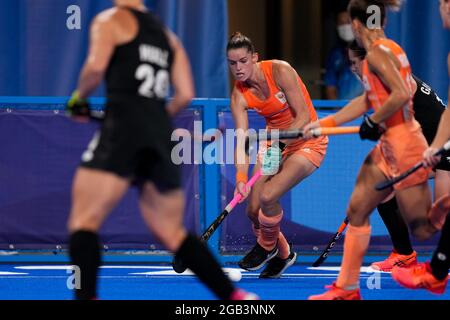 Tokio, Japan. August 2021. TOKIO, JAPAN - 2. AUGUST: Lidewij Welten der Niederlande während des Viertelfinalmatches des Olympischen Frauenhockeyturniers 2020 in Tokio zwischen den Niederlanden und Neuseeland am 2. August 2021 im Oi-Hockey-Stadion in Tokio, Japan (Foto von Ronald Hoogendoorn/Orange Picics) NOCNSF House of Sports Credit: Orange Pics BV/Alamy Live News Stockfoto