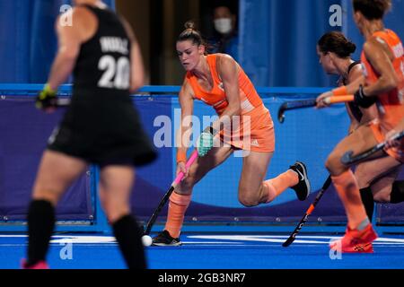 Tokio, Japan. August 2021. TOKIO, JAPAN - 2. AUGUST: Lidewij Welten der Niederlande während des Viertelfinalmatches des Olympischen Frauenhockeyturniers 2020 in Tokio zwischen den Niederlanden und Neuseeland am 2. August 2021 im Oi-Hockey-Stadion in Tokio, Japan (Foto von Ronald Hoogendoorn/Orange Picics) NOCNSF House of Sports Credit: Orange Pics BV/Alamy Live News Stockfoto