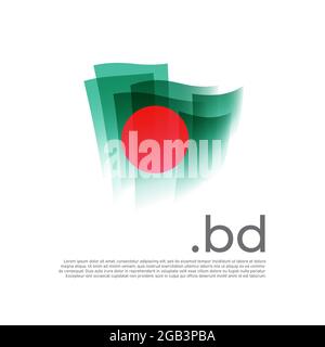 Bangladesch-Flagge. Streifen Farben der flagge von bangladeshi auf weißem Hintergrund. Vektor flaches Design nationales Plakat mit bd-Domain, Platz für Text. Bürste Stock Vektor