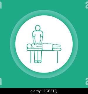 Symbol für die Farbschaltfläche des Massageverfahrens. Physiotherapie. Isoliertes Vektorelement. Stock Vektor