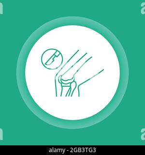 Symbol für die Farbschaltfläche für Knieerkrankungen. Totaler Kniegelenkersatz. Isoliertes Vektorelement. Stock Vektor