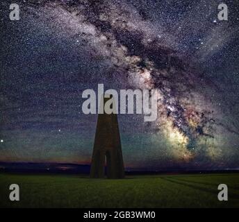 Milky Way over the Daymark, Kingswear, Dartmouth, Devon, England, Europa Stockfoto