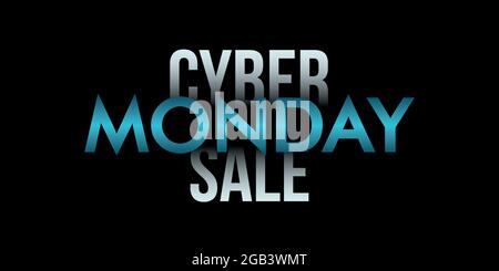 Cyber monday Inschrift auf schwarzem Hintergrund. Werbeaktion für den Online-Verkauf. Vektorgrafik. Stock Vektor