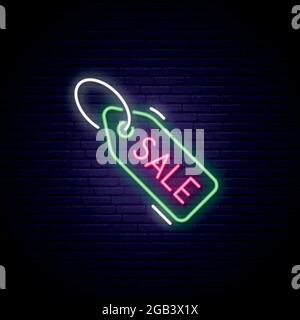 Schwarzes Neon-Schild am Freitag. Licht-Label mit Text Verkauf . Vektordesign-Vorlage. Stock Vektor