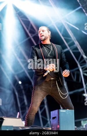 Keith Duffy von Boyzlife tritt beim Fantasia-Musikfestival in Maldon, Essex, Großbritannien, auf Stockfoto