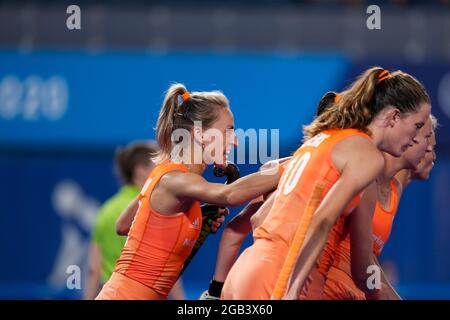 Tokio, Japan. August 2021. TOKIO, JAPAN - 2. AUGUST: Lauren Stam of the Netherlands während des Viertelfinalmatches der Olympischen Frauenhockey-Turniere in Tokio 2020 zwischen den Niederlanden und Neuseeland am 2. August 2021 im Oi Hockey Stadium in Tokio, Japan (Foto von Ronald Hoogendoorn/Orange Picters) NOCNSF House of Sports Credit: Orange Pics BV/Alamy Live News Stockfoto