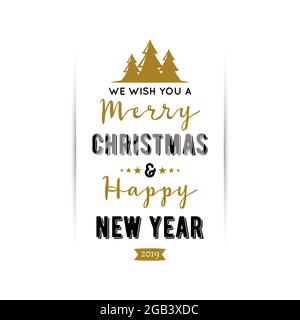 Frohe Weihnachten und Glückwünsche zum neuen Jahr. Vektor typografisches Design Vorlage. Stock Vektor