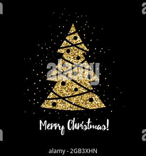 Weihnachtsbaum mit Glitzer-Effekt. Vektorkarten-Design. Stock Vektor