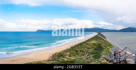 Bruny Island Neck, eine Sandenge, verbindet den nördlichen und südlichen Teil der Insel an der südöstlichen Ecke von Tasmanien, Australien Stockfoto