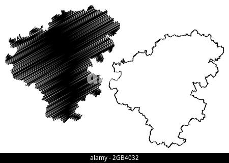 Bezirk Zwickau (Bundesrepublik Deutschland, Landkreis, Freistaat Sachsen) Kartenvektordarstellung, Scribble-Skizze Zwickau-Karte Stock Vektor