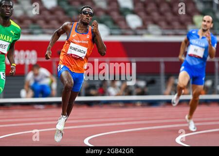 Tokio, Japan. August 2021. TOKIO, JAPAN - 2. AUGUST: Teilnahme am 400-m-Halbfinale der Männer während der Olympischen Spiele in Tokio 2020 im Olympiastadion am 2. August 2021 in Tokio, Japan (Foto: Andy Astfalck/Orange Picics) NOCNSF ATLETIEKUNIE Credit: Orange Pics BV/Alamy Live News Stockfoto