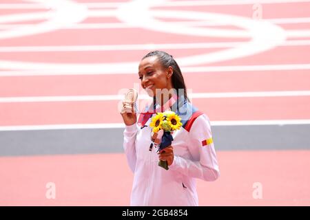 PELETEIRO Ana (ESP), BRONZEMEDAILLE 2. AUGUST 2021 - Leichtathletik : Dreisprung-Siegessieg der Frauen während der Olympischen Spiele 2020 in Tokio im Olympiastadion in Tokio, Japan. Quelle: Yohei Osada/AFLO SPORT/Alamy Live News Stockfoto