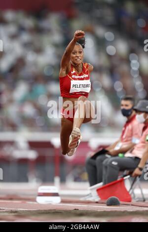 Ana PELETEIRO (ESP) 3. Platz Bronzemedaille während der Olympischen Spiele Tokio 2020, Leichtathletik-Dreisprung-Finale der Frauen am 1. August 2021 im Olympiastadion in Tokio, Japan - Foto Kishimoto / DPPI Stockfoto