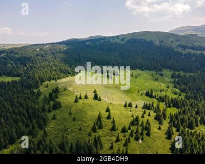 Luftaufnahme des Konyarnika-Gebietes am Vitosha-Berg, Region Sofia City, Bulgarien Stockfoto