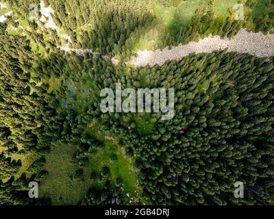Luftaufnahme des Konyarnika-Gebietes am Vitosha-Berg, Region Sofia City, Bulgarien Stockfoto