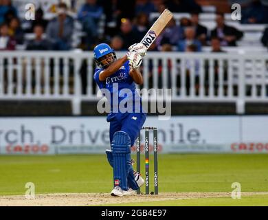 LONDON, ENGLAND - AUGUST 01: Während der Hundert zwischen London Spirit Men und Southern Brave Men im Lord's Stadium, London, Großbritannien, am 21. August 2021 Stockfoto