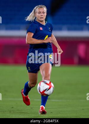 YOKOHAMA, JAPAN - 15. JUNI: Hanna Glas aus Schweden beim Halbfinalspiel der Olympischen Fußballturniere 2020 in Tokio zwischen Australien und Schweden im Internationalen Stadion Yokohama am 15. Juni 2015 in Yokohama, Japan (Foto: Pablo Morano/Orange Picics) Stockfoto