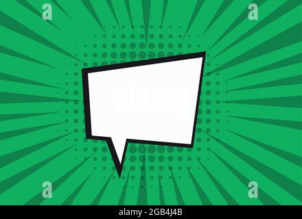 Leere Cartoon schwarz und weiß Wolke Pop Art Ausdruck Rede Box auf grün. Stock Vektor