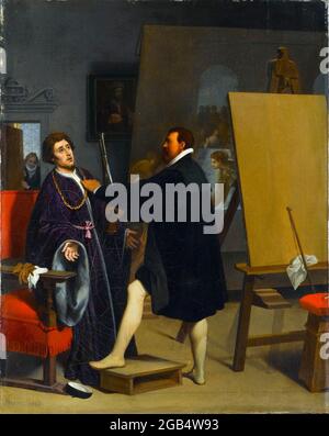 Aretino im Atelier von Tintoretto, Gemälde von Jean Auguste Dominique Ingres, 1848 Stockfoto