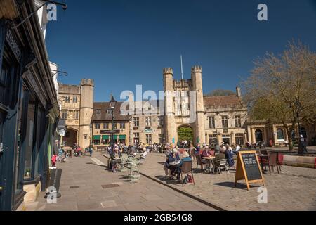 The Market Place in Wells, Somerset, Großbritannien Stockfoto