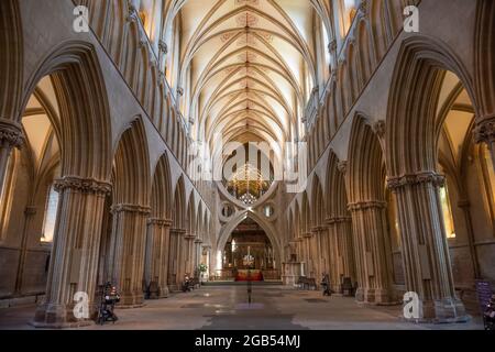 Wells Cathedral in Somerset, Großbritannien Stockfoto