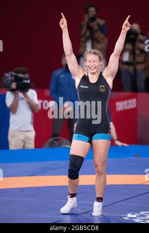 ROTTER FOCKEN Aline (GER) Damen-Freestyle 76 kg Finale Männer Greco-Roman 130 kg Finale 02. August 2021: Olympische Spiele 2020 in Tokio auf der Makuhari Messe in Tokio, Japan. Kredit: Enrico Calderoni/AFLO SPORT/Alamy Live Nachrichten Stockfoto