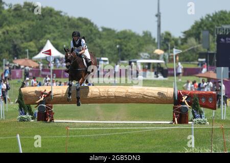 Tokio, Japan. August 2021. Tokio, Japan. August 2021. Reiten/Eventing: Olympic, Preliminary, Cross Country, auf dem Sea Forest XC Course. Michael Jung aus Deutschland über Chipmunk FRH in Aktion. Quelle: Friso Gentsch/dpa/Alamy Live News Stockfoto