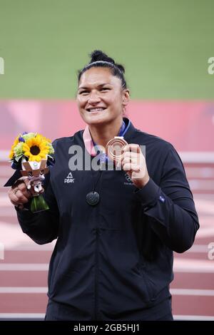 ADAMS Valerie (NZL) 3. Bronzemedaille während der Olympischen Spiele Tokio 2020, Verleihung der Leichtathletik-Frauenschuss-Medaille am 1. August 2021 im Olympiastadion in Tokio, Japan - Foto Yuya Nagase / Foto Kishimoto / DPPI Stockfoto