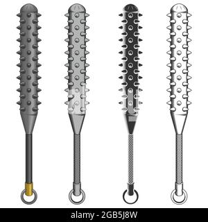 Kanabo Japanische Waffen Vektor-Design, Kanabo Japanischer Stab in verschiedenen Stilen, Kanabo Graustufen Stock Vektor