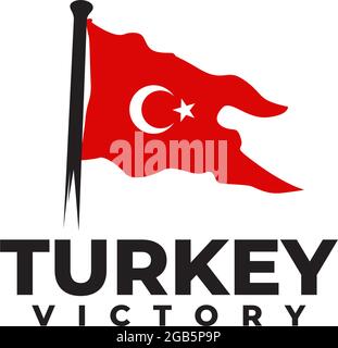 Victory Flagge der türkei Logo Vektor Design-Vorlage Stock Vektor